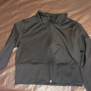 Black high neck, copped long sleeved workout top